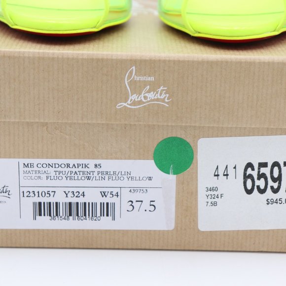 Christian Louboutin Condorapik Yellow Iridescent Spike Mule Sandals - Picture 12 of 13